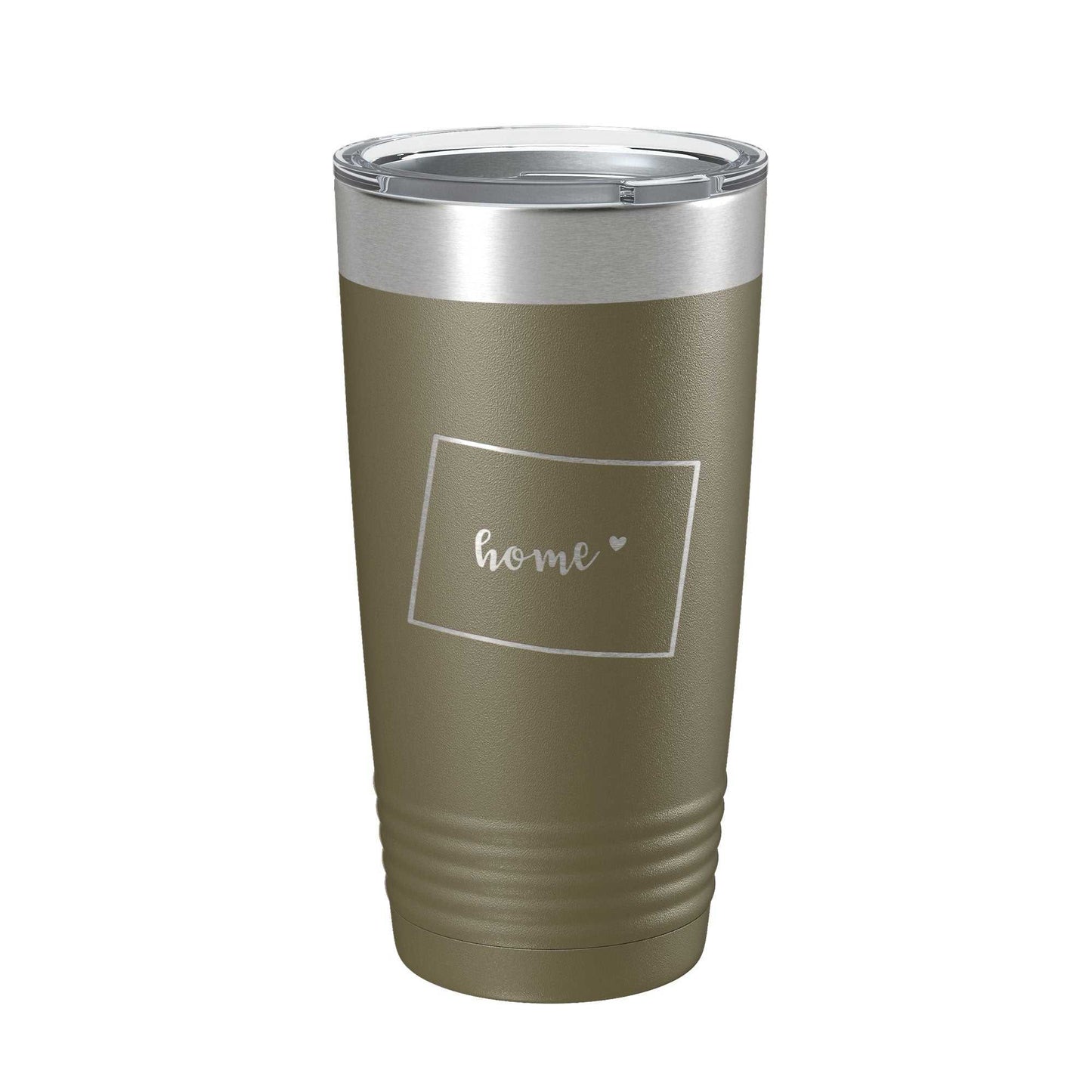Wyoming Tumbler Home State stainless steel travel mug with laser engraved map and clear lid, insulated 20 oz coffee cup