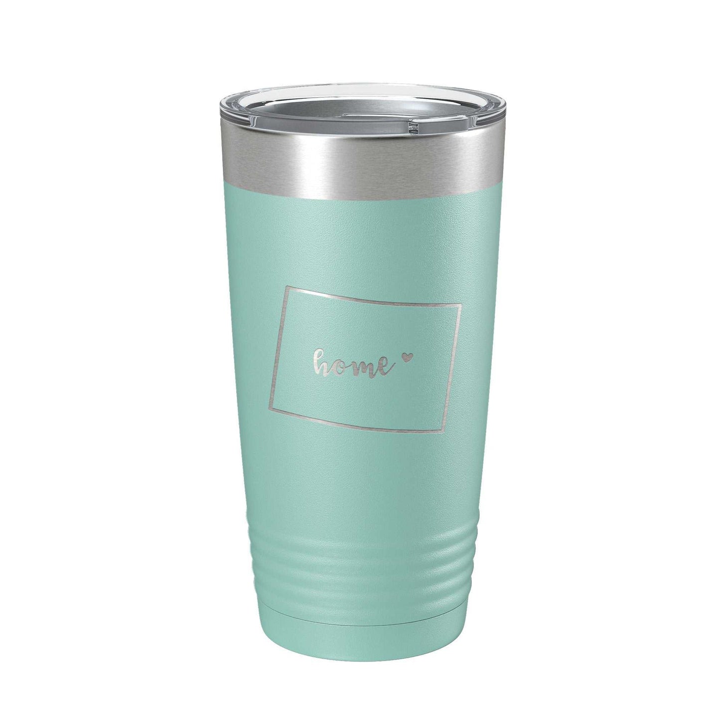 Wyoming Tumbler Home State insulated 20 oz stainless steel travel mug with laser-engraved map and clear lid
