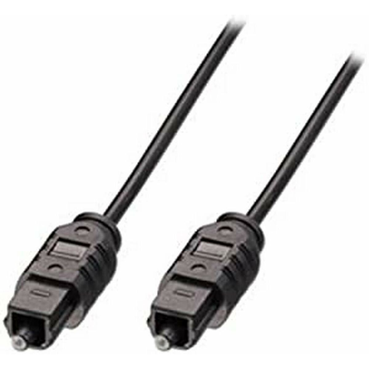 Black Toslink optical audio cable with male plugs, 20 meters long