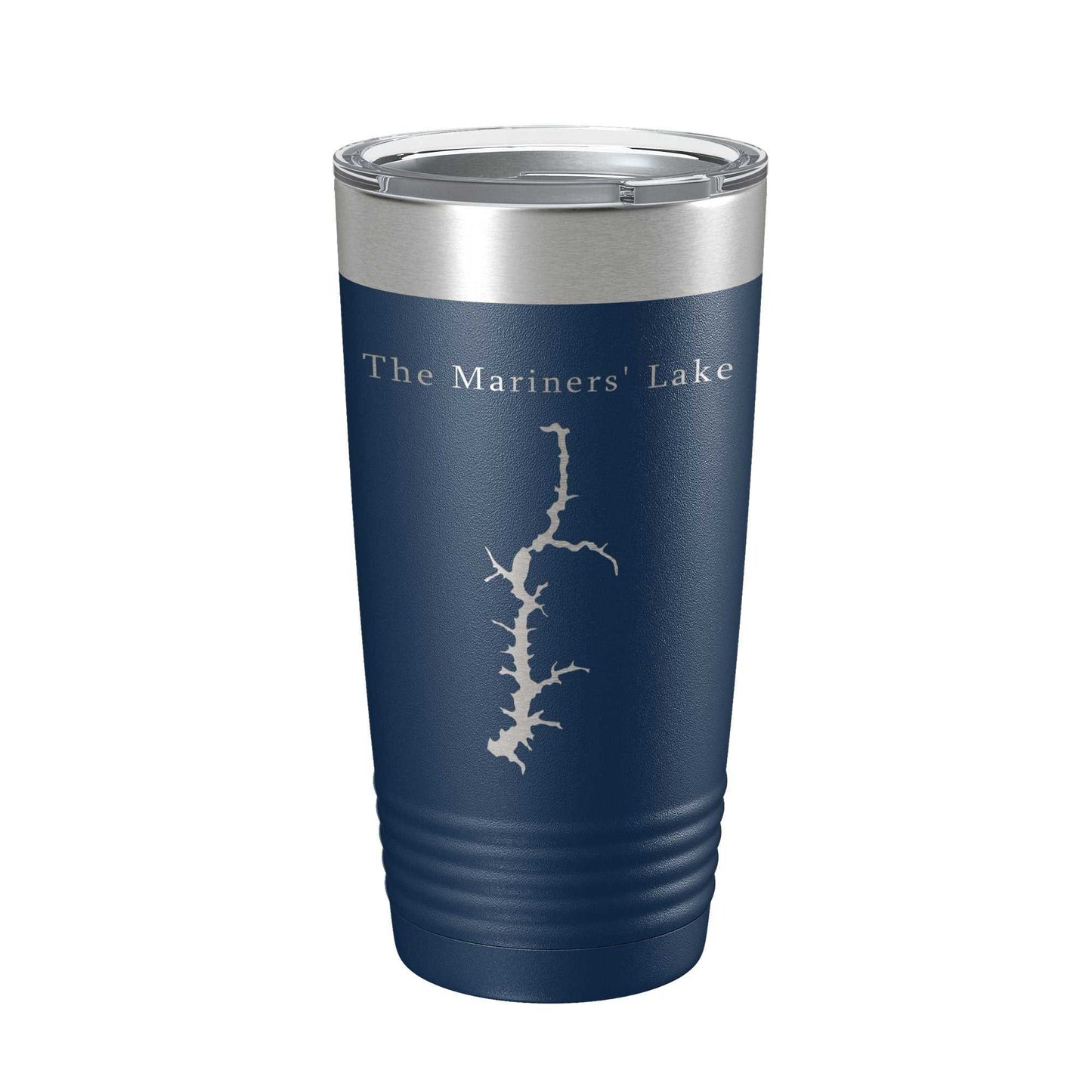 20 oz Mariners' Lake Map insulated stainless steel travel tumbler with laser engraved design and clear lid