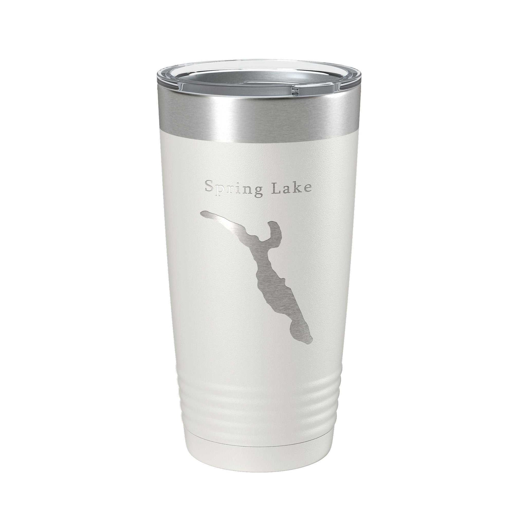Spring Lake Divine Park Map laser engraved insulated stainless steel travel tumbler with clear lid, 20 oz capacity