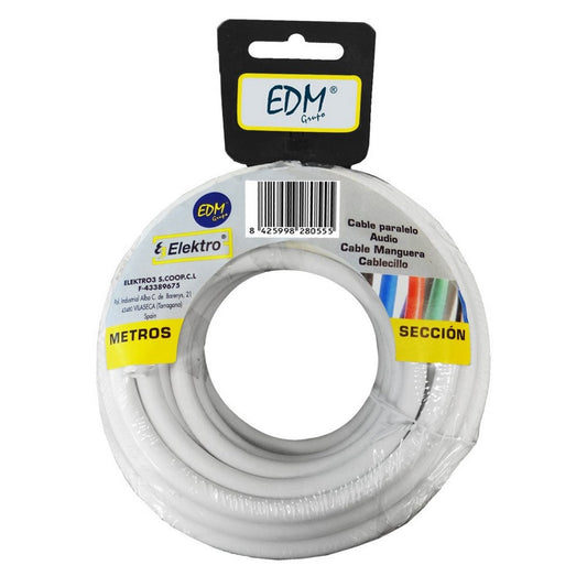 White 20m Coaxial TV Antenna Cable EDM 28098 with 3 x 1.5 mm cables for audio use