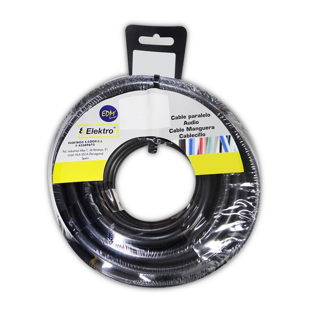 Black 5m Coaxial TV Antenna Cable EDM 28330 with 3 x 1mm dimensions packaged in a coil