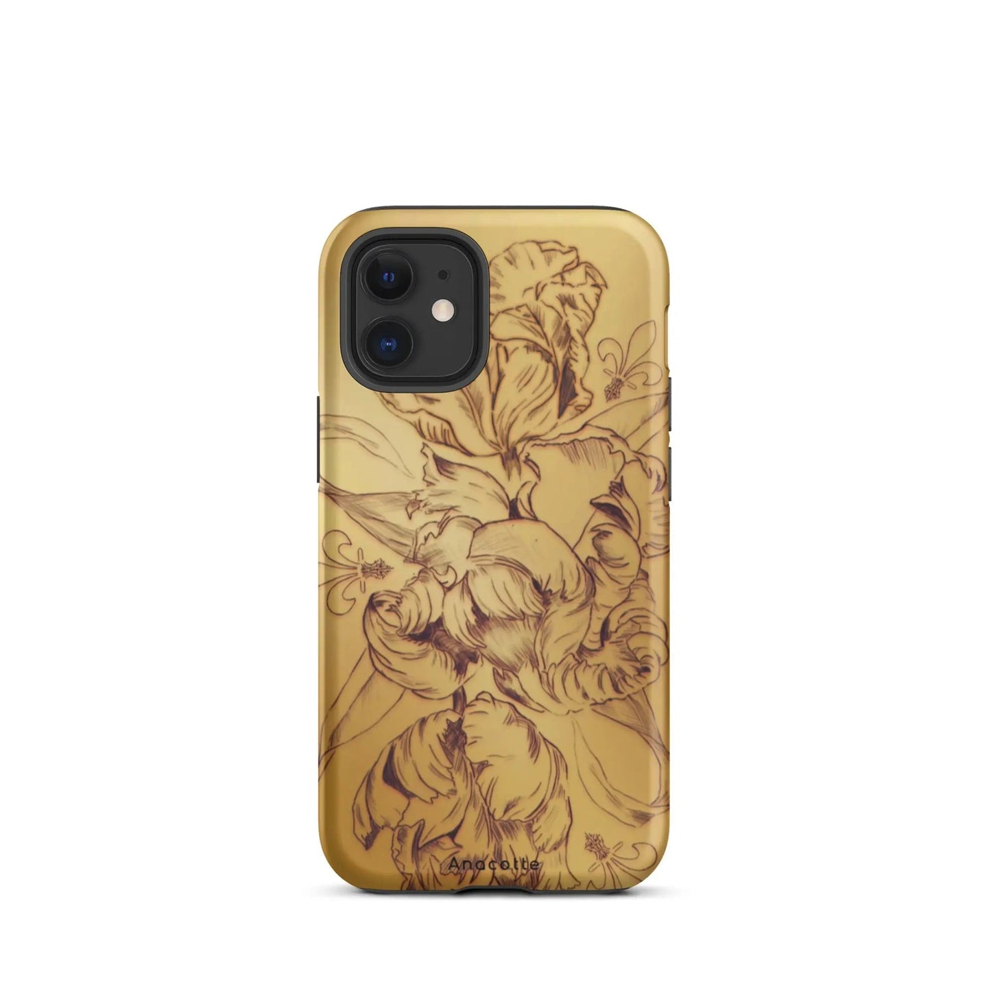 Anacotte Modern Simple gold flower leaf vintage pattern shockproof iPhone case with dual-layer protection