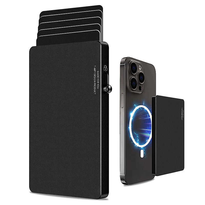 All-aluminum slim pop up RFID-blocking card holder wallet for men with quick access and scratch protection