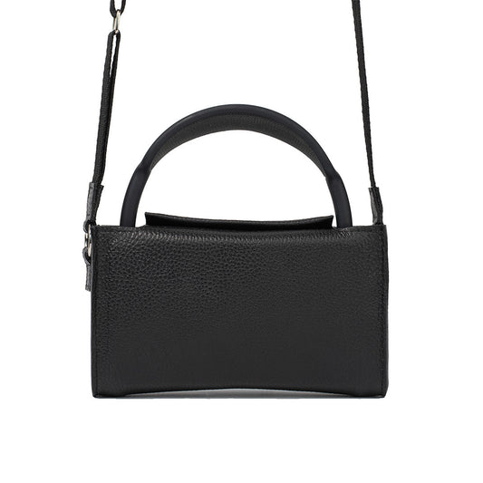 Black leather case with adjustable fabric strap designed for AirPods Max protection