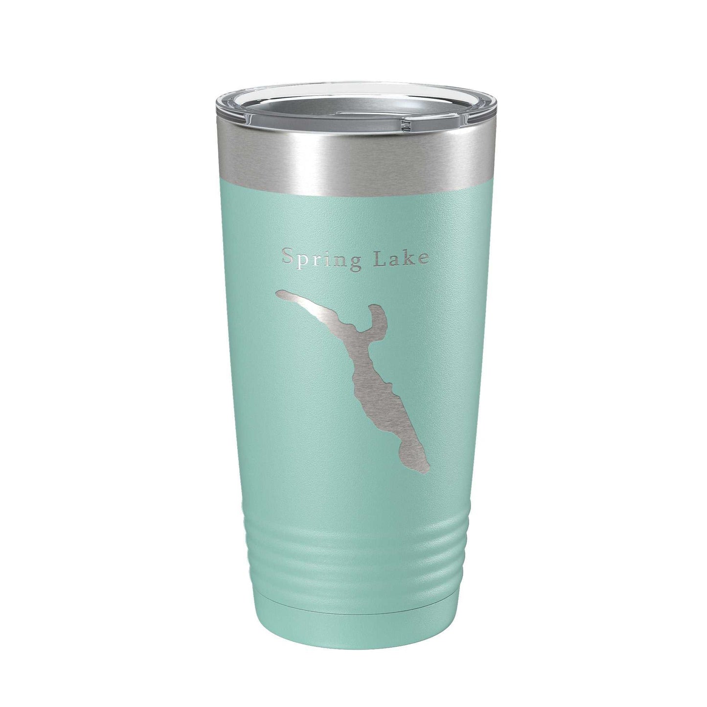 Spring Lake Divine Park map laser engraved insulated stainless steel travel tumbler with clear lid, 20 oz capacity