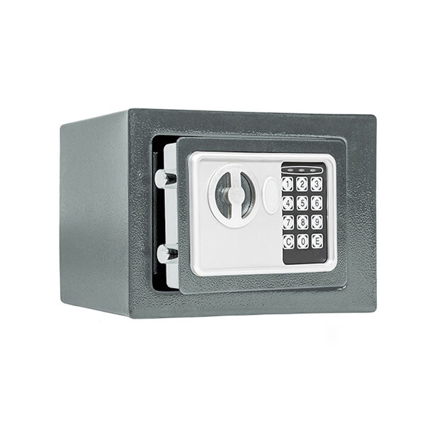 Gray digital safe with keypad lock for home and office security