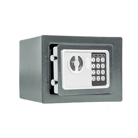 Gray digital safe with keypad lock for home and office security