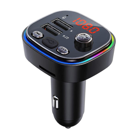 Többfunkciós autós transzmitter USB és Bluetooth csatlakozással, 5 méteres hatótávolsággal, telefonáláshoz, zenehallgatáshoz és mobil töltéshez